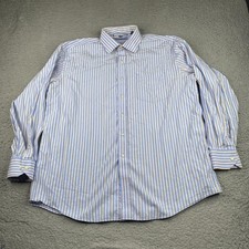 Tommy Hilfiger Dress Shirt Mens 17.5 34/35 Blue Stripe Button Cotton Long Sleeve