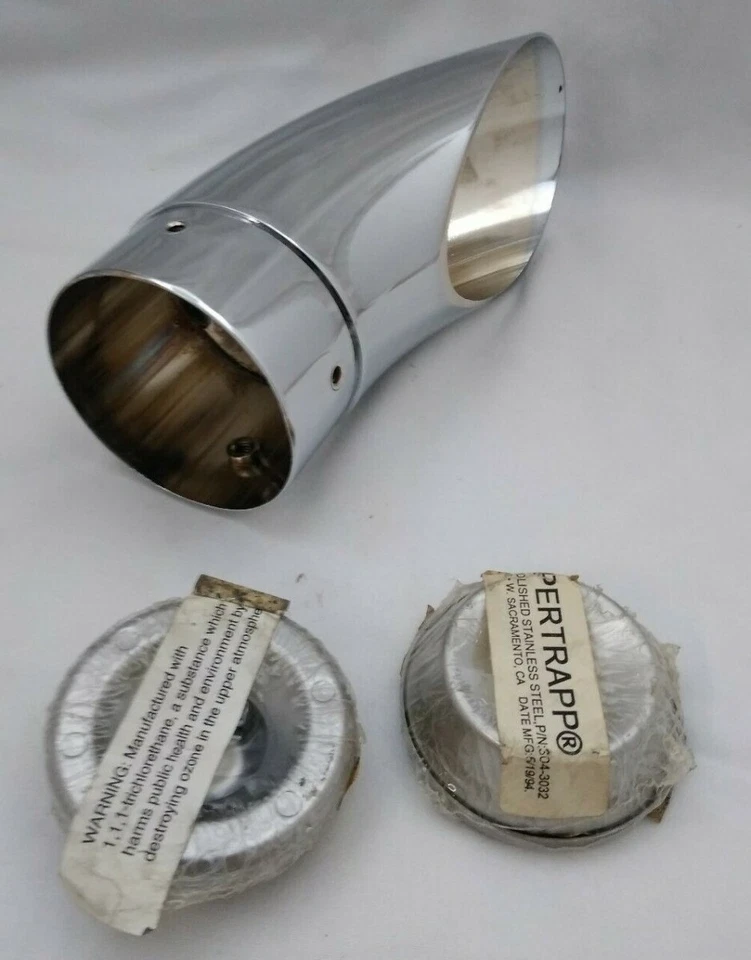 NEW SUPERTRAPP 1802-0014 INTERNAL DISC SERIES END CAP SLASH CUT TURN DOWN CHROME - Image 4 of 4