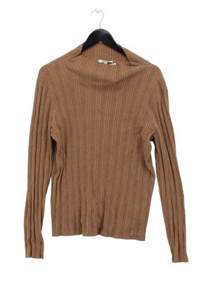 Madewell Damen Pullover XL hellbraun Baumwolle mit Tierfell, Wolle Stehkragenpullover