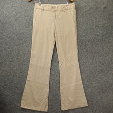 Alice Olivia Linen Flare Pants Women 2 XS Cream Off White Shimmer USA Made 30x30