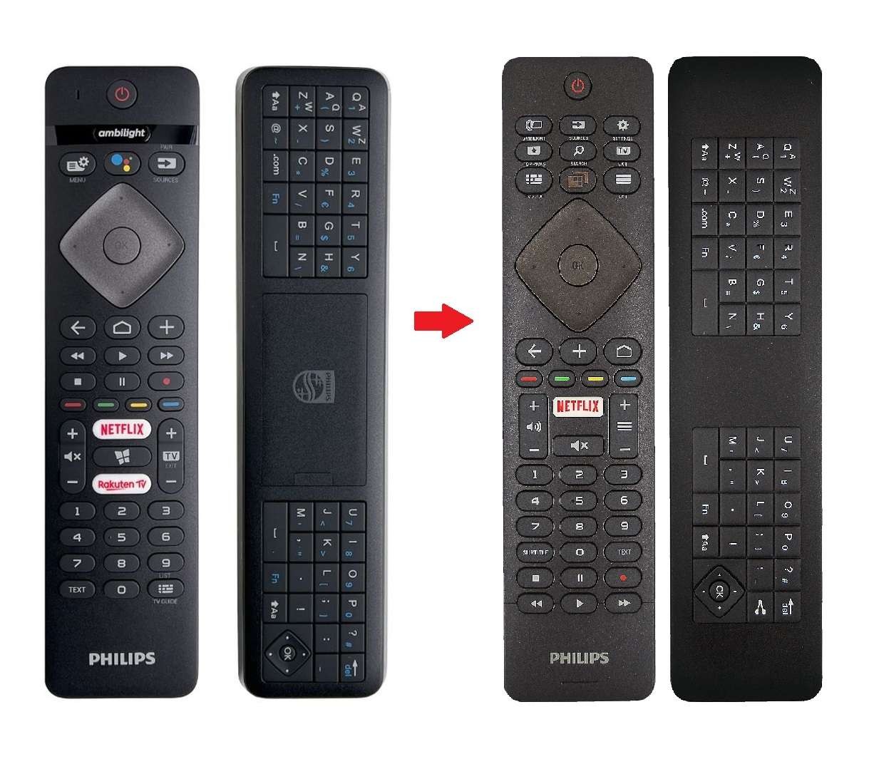 Télécommande QWERTY Philips avec clavier dorsal pour Smart TV OLED 65 pouces