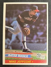 1984 Donruss Mike Jeffcoat Rated Rookie Card (RC) #43 Indians Pitcher Wax Stain. rookie card picture