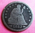 1853-O LIBERTY SEATED SILVER QUARTER. WITH ARROWS AND RAYS. CIRCULATED.