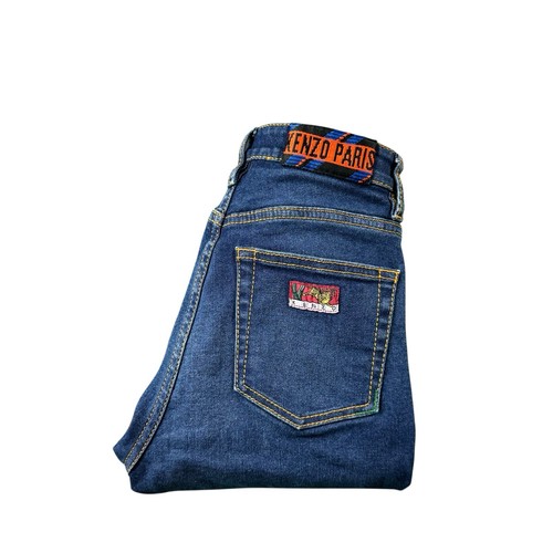 Kenzo Paris Blue Denim Women’s Patch Jeans Size 26x24