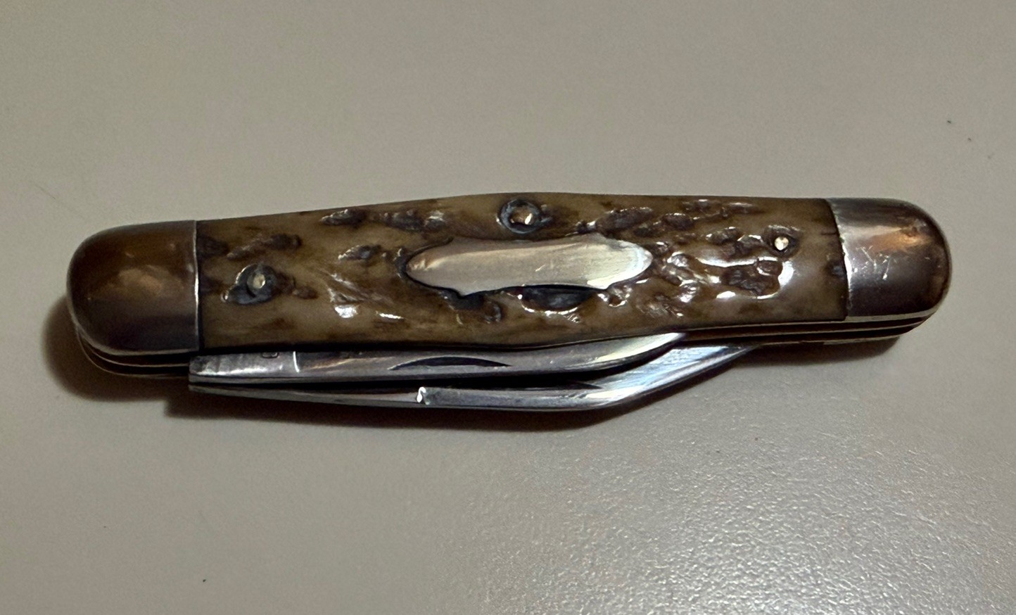 ￼Cattaraugus 22279 Bone Swell Center Jack Folding Pocket Knife! 1920s near mint