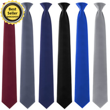 6 Pcs Clip on Ties for Men Solid Color Men's Tie Clip on Necktie 20 Inches......