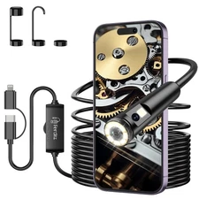 Dual Lens Endoscope Camera with Light, 1920P HD Borescope 8 black 