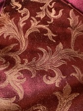 Tree Skirt, 55" Round Plush Burgandy Red Velvet  Gold Pattern Luxury Tassels