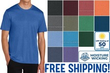 Mens Heather  Vintage Colors Dri Fit Moisture Wicking Tee UPF 50 T-Shirt S-4XL