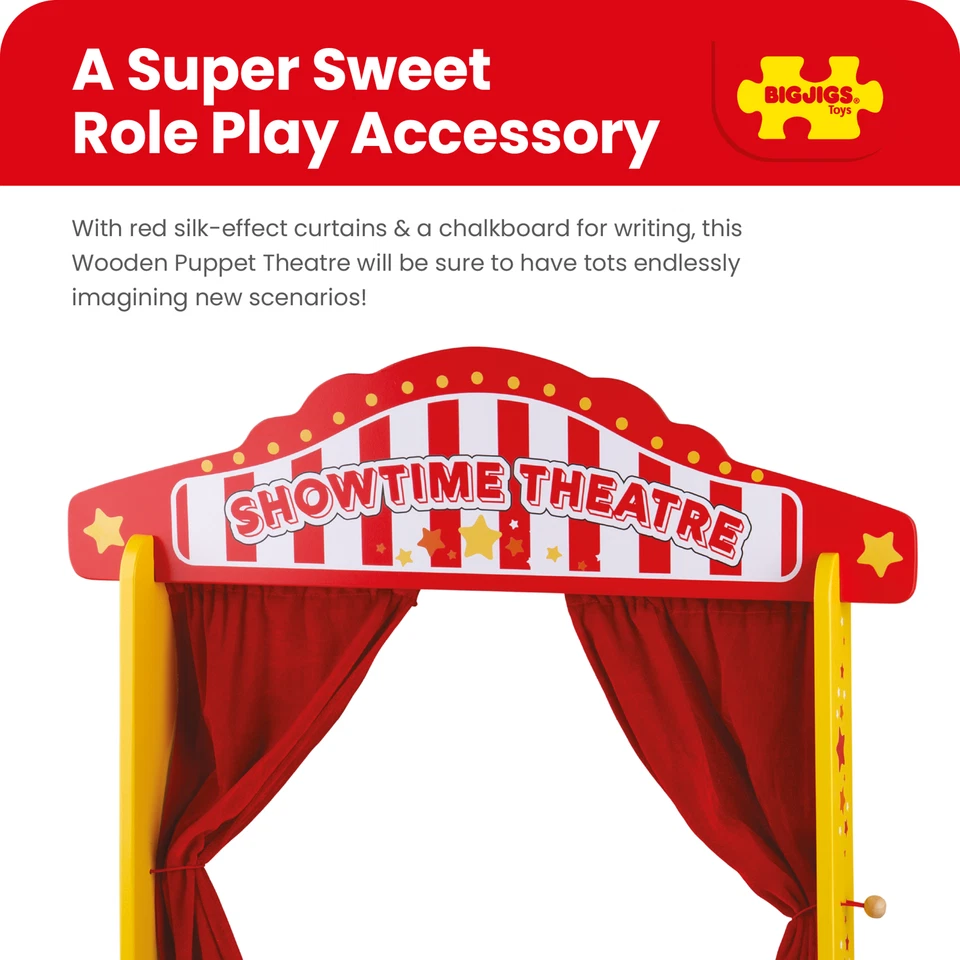 Bigjigs Toys Wooden Tabletop Puppet Theatre | Toy Stage for Story Telling - Image 3 of 4