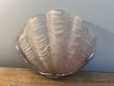 Vintage Art Deco Pink Glass Odeon Clamshell Wall Light Shade With Chrome Bracket