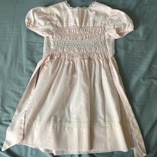 Polly Flinders Vintage Girls Dress Pink Smocked Size 6x
