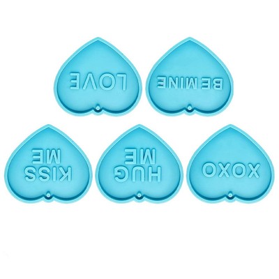  5 Pcs Silikon Herzform Gießform Valentinstagsformen Schlüsselbundschimmel