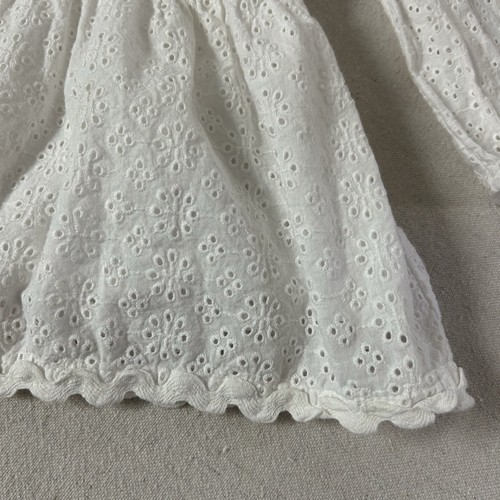 Haute Hippie Dress Girls 5 White Eyelet Long Sleeve Button Front Tiered Ricrac - Picture 7 of 14