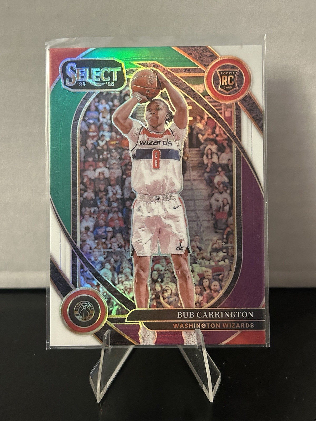 2024-25 Panini Select Bub Carrington Green-White-Purple Prizm Courtside RC #266