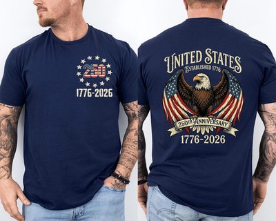 250 Years American Flag Bald Eagle 250th Anniversary USA Front & Back T-Shirt