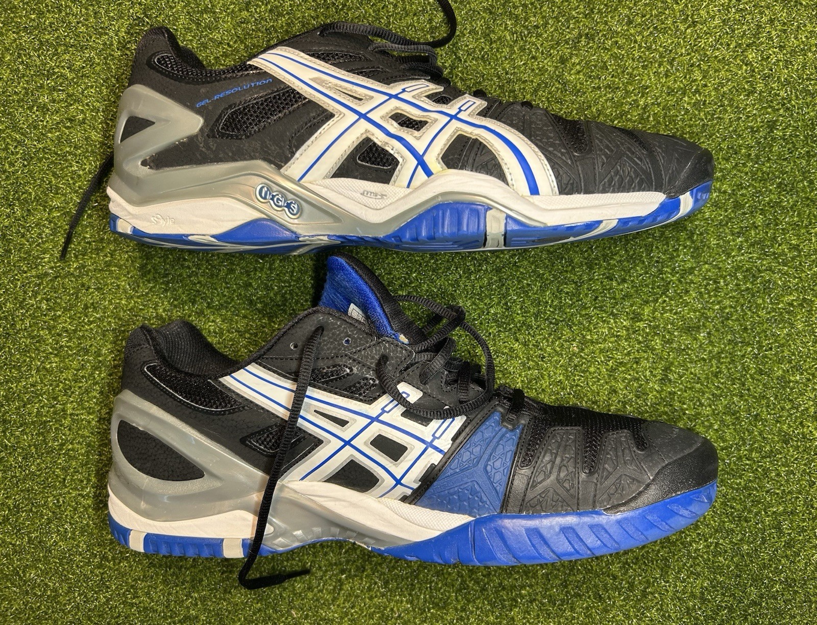 Asics Gel Resolution 5 Men’s Size 12 Black Blue Tennis Shoes Sneakers Pickleball