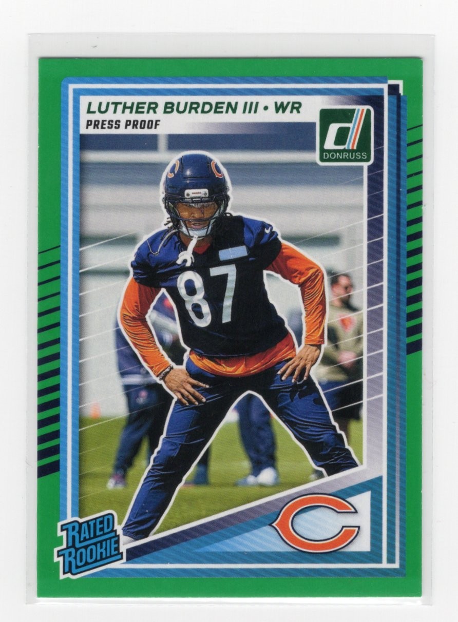 2025 Panini Donruss - Rated Rookie Luther Burden #395 Press Proof Green (RC)