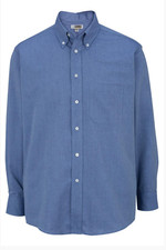 NWT L Large/35" Sleeve Easy Care Oxford Shirt Cotton Rich Button Down Blue