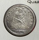 1876 US Seated LIBERTY SILVER Quarter! FINE! Civil War Days! Old US Coin!