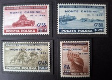 Poland Govt in Exile 1944 Capture Monte Cassino Surcharged Set SG494-SG497 MH