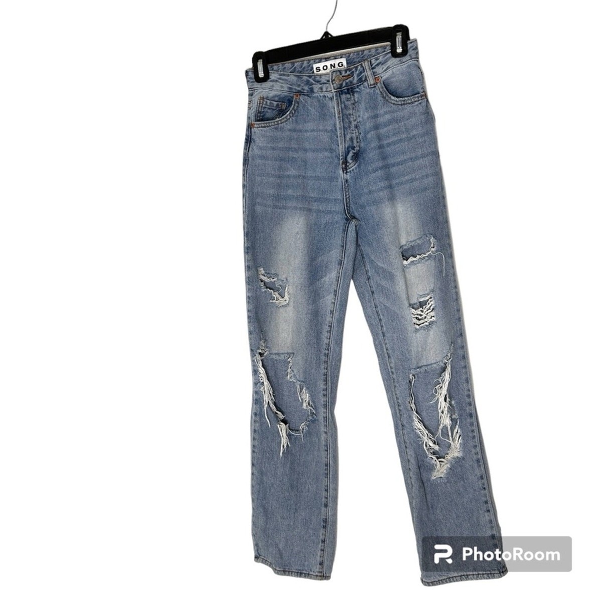 SONG DENIM JEANS 0/24 Destroyed Distressed Straight Leg Baggy | eBay