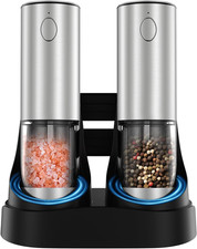 Electric Salt and Pepper Grinder Set, Automatic Pepper Mill Grinder W/Upgraded C