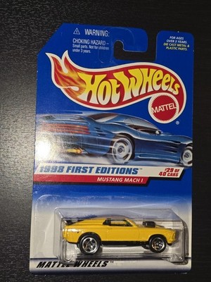 1998 Hot Wheels #670 First Edition #29 Yellow 1969 Ford Mustang Mach 1 NEW 