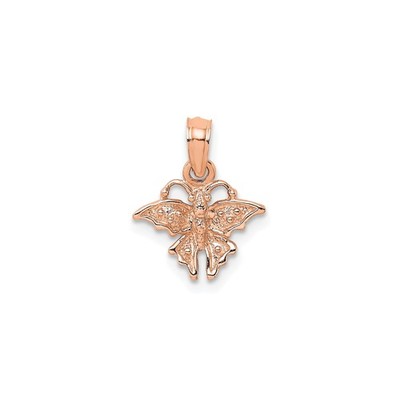 14k Rose Gold Butterfly Pendant Textured Wings Symbolic Nature Jewelry Women
