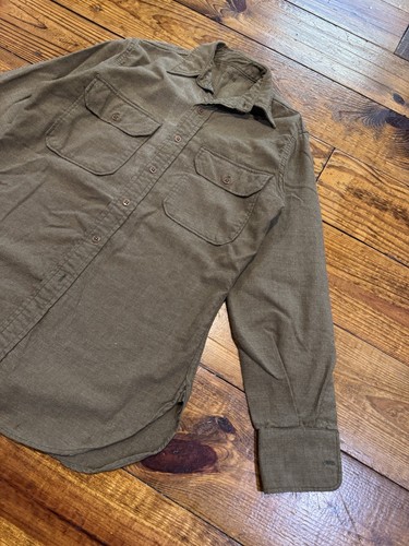 Vintage 40s WWII US Military Army Combat Wool Button Up Shirt Size 14.5 - 34 - Picture 3 of 18