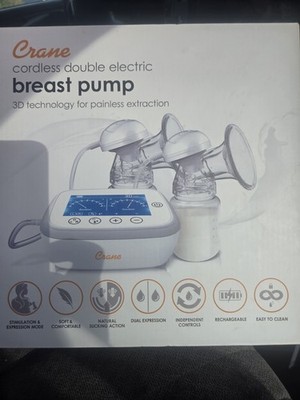 Crane Cordless Double Electric Breast Pump Deluxe Rechargeable Dual Expression