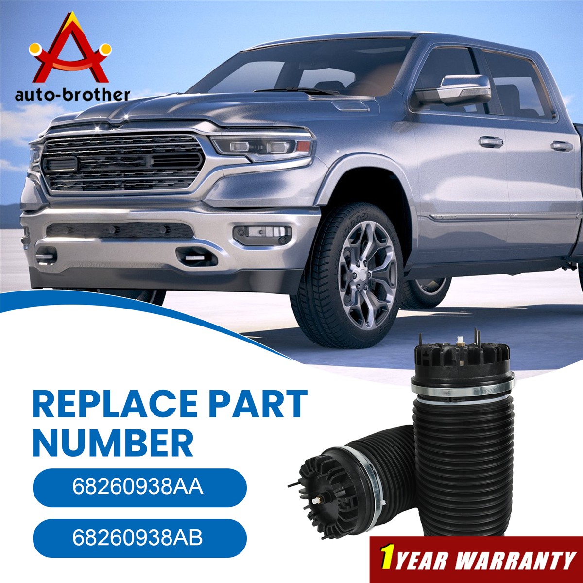 Air Suspension Spring Bags Left Right 68260938AA For 2019-2024 Dodge Ram 1500 DT