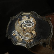 Vintage 1978 Harley Davidson Live To Ride Ride To Live Raintree Belt Buckle