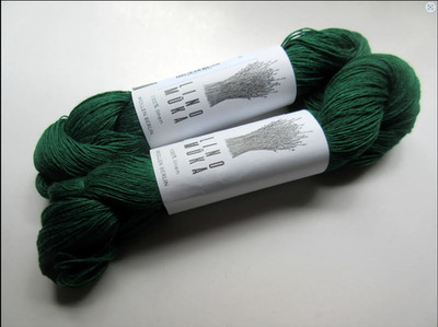 2 * WOLLEN BERLIN Lino Muka Grass Green Leinen Flax Light Fingering Wolle Grün