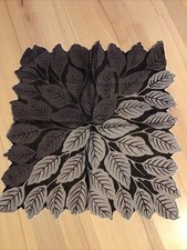 Vtg Floral Hankie LEAF DESIGN Square BLACK Gray Retro Clothing Accessory 12x12