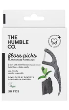 HUMBLE Mint Charcoal Floss Picks Toothpicks Dental Floss 50pcs