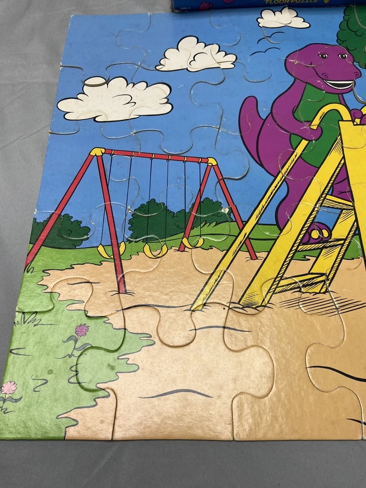 Vintage 1993 Milton Bradley Barney 35 Piece Floor Puzzle Complete - Image 4 of 4