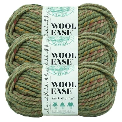 (3 Pack) Lion Brand Yarn 640-570C Wool-Ease Thick & Quick Bulky Yarn, Marsh