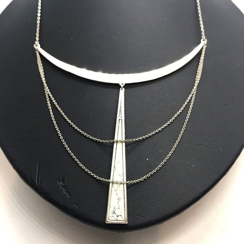 Stella & Dot SWAG COLLAR NECKLACE Howlite Silver Chains Reversible Retired