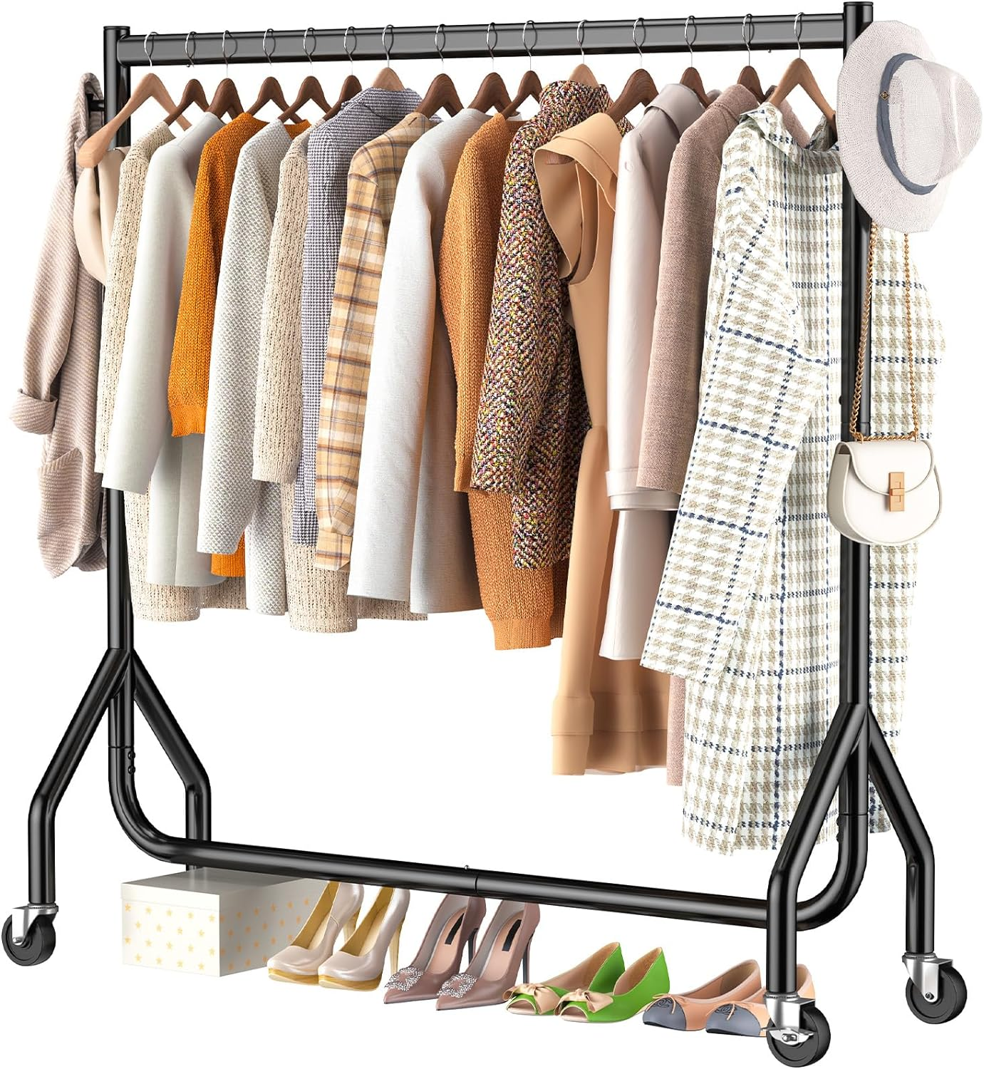 Heavy Duty Rolling Clothes Rack with Wheels Holds 420 LBS-image