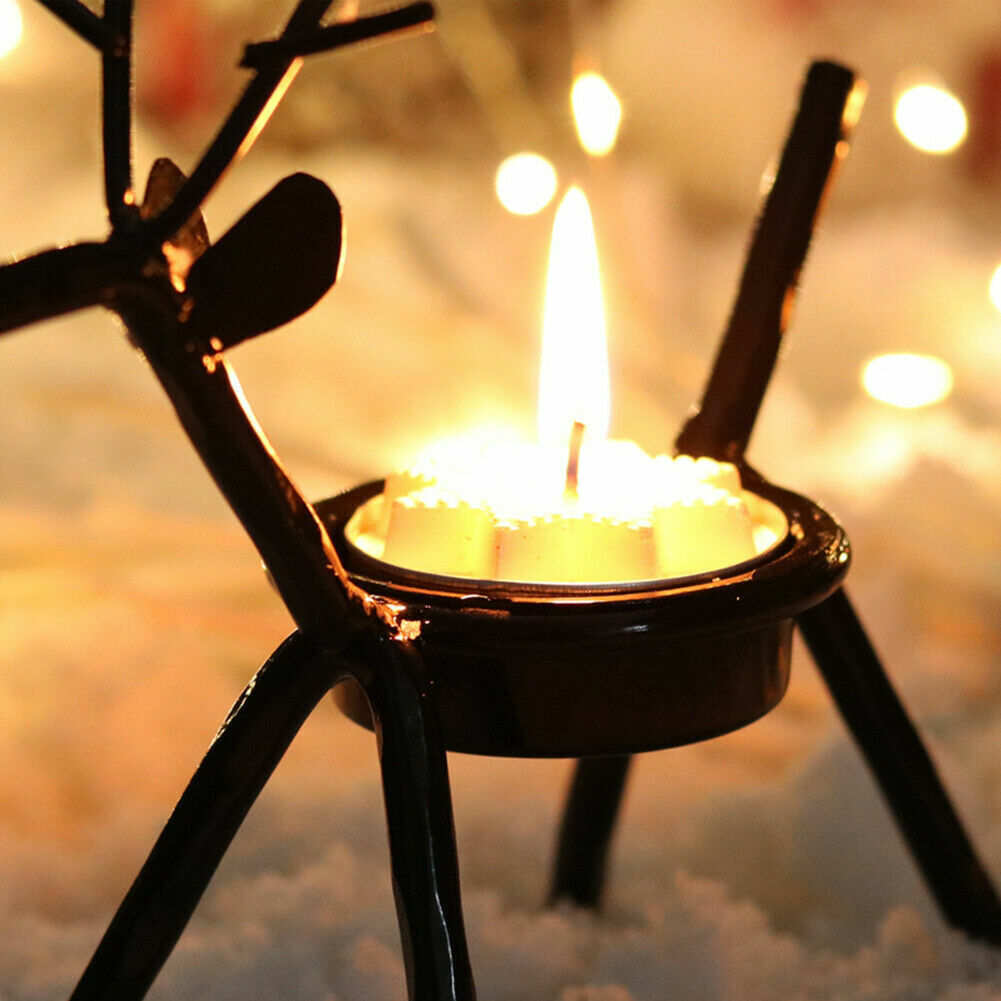 Metal Reindeer Tea ラッピング無料 Light Candle Chris Holiday おすすめ特集 Candlestick Holder