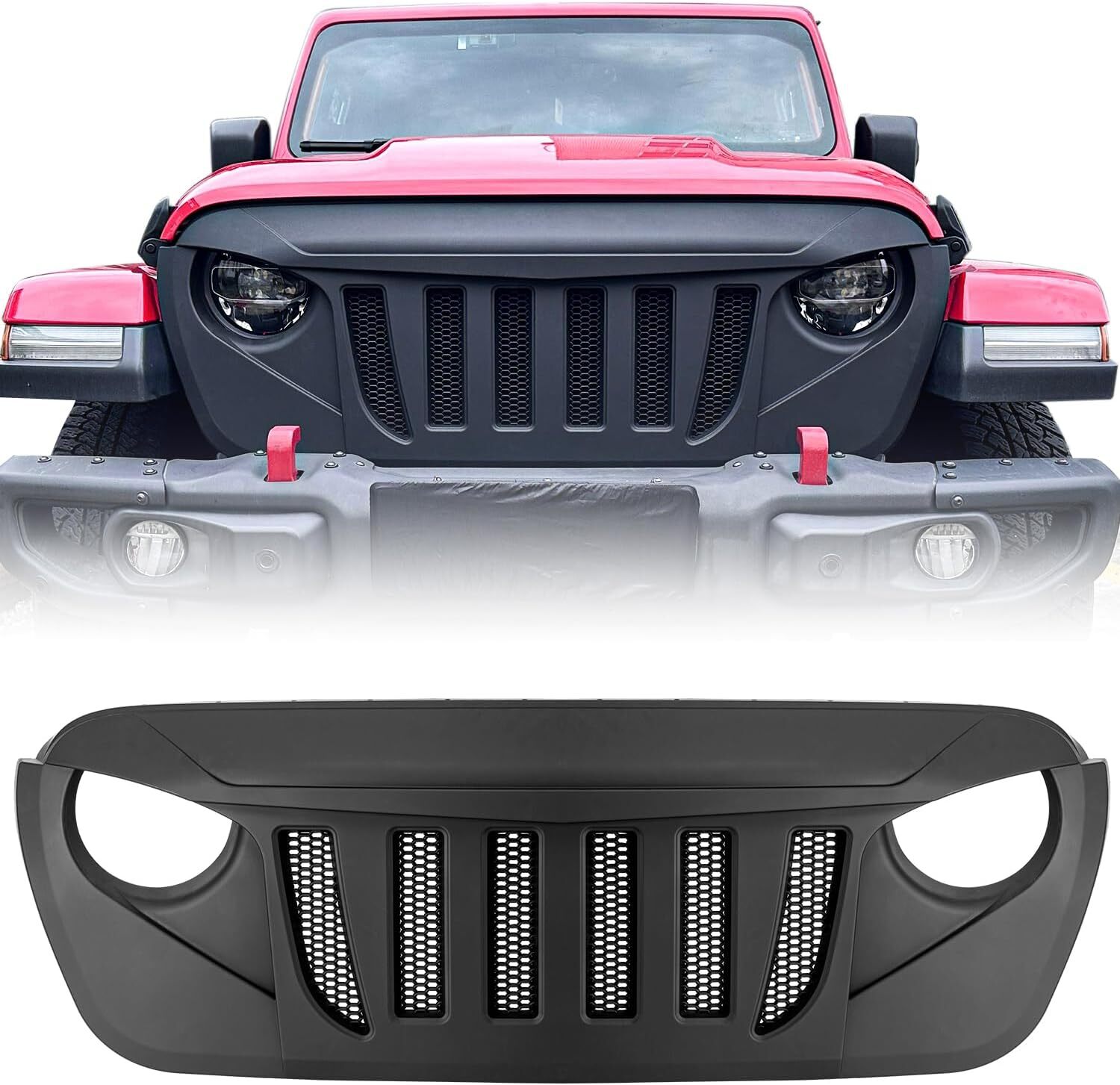 Upgrade Front Grille Mesh Grill for 2018-2024 Jeep Wrangler JL JLU Gladiator JT