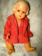 Antike Puppe Celluloid MINERVA 30 Germany gemarkt im Kleidchen Buschow & Beck 