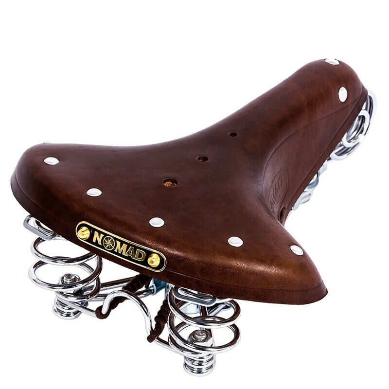 Tuning Hairpin Bike Saddle Classic Vintage Genuine Leather Spring Bicycle Seats