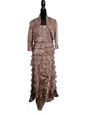 Womens Ignite Taupe Evening Gown Bolero Jacket Rhinestone /Sequin Accents