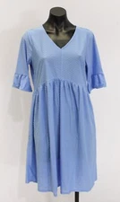 Ny Collection Women's Petites Textured V-Neck Shift Dress AP2 Blue Size: PL