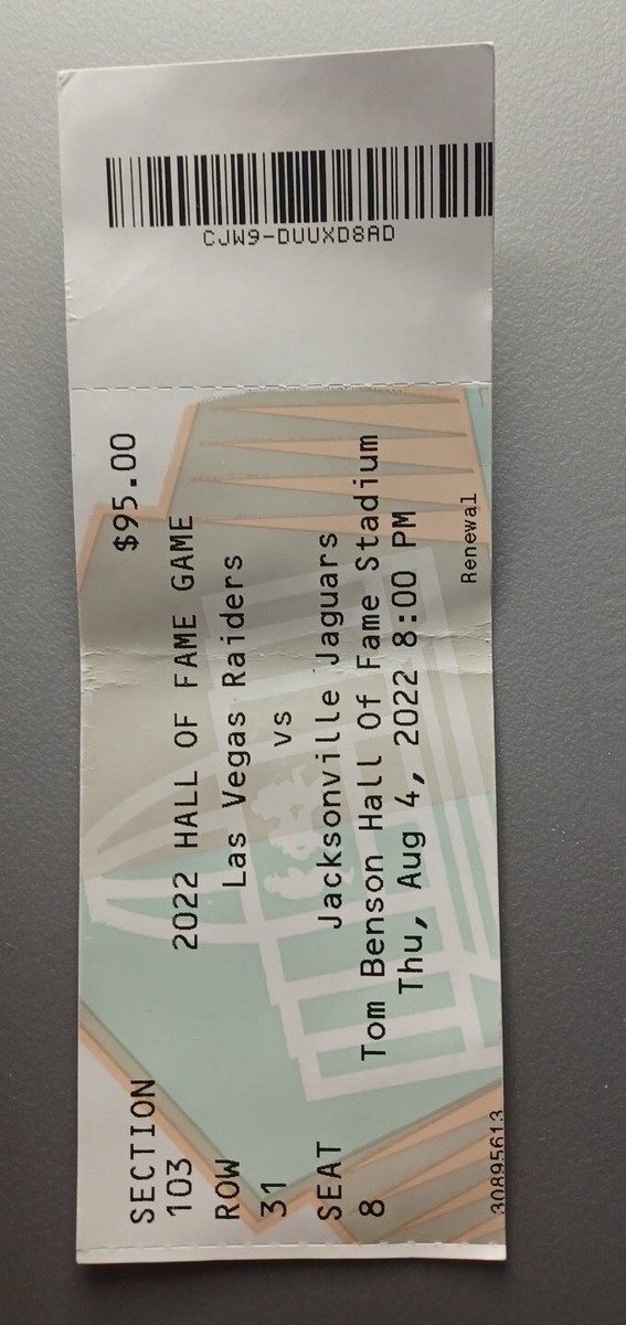 2022 Hall of Fame Game Ticket Stub Raiders Jaguars Josh McDaniels Raider  Debut - Main Image