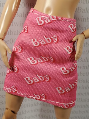 N30~ SKIRT ~ PINK WHITE BABY PRINT FITS MADE TO MOVE 11.5'' 1/6 DOLL BOTTOM