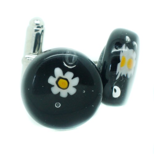 Murano Vidrio Gemelos Circular Blanco Negro Amarillo Venice Boda Hecho en Italia - Imagen 6 de 7