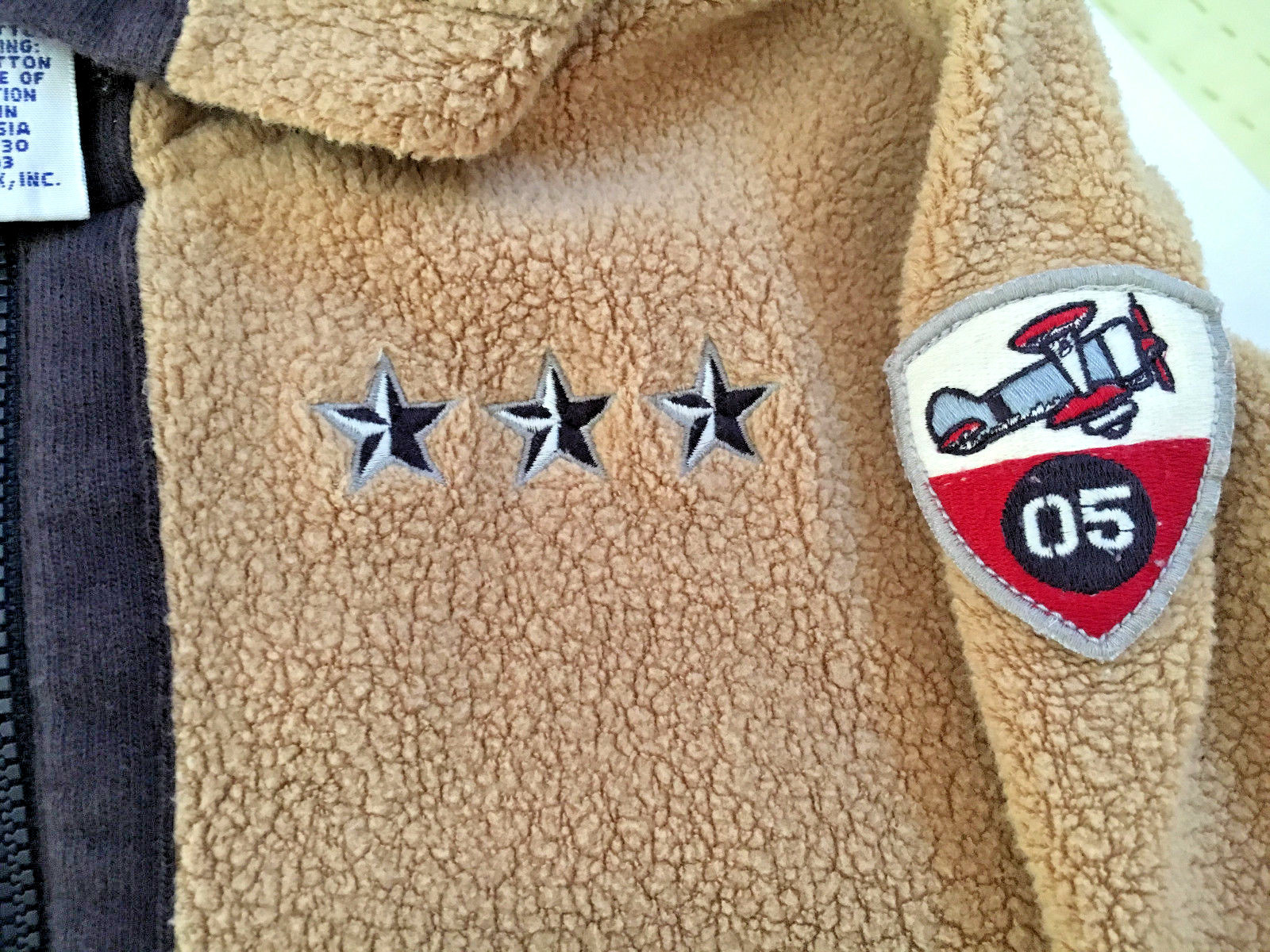 Gymboree Toddler Boy Aviator Fleece Jacket Coat Hood Zipped Beige Tan